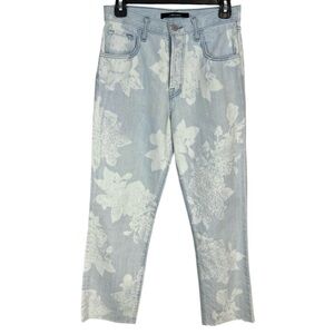 J Brand Wynne Powder Floral High Rise Crop Button Fly Jeans Size 25
